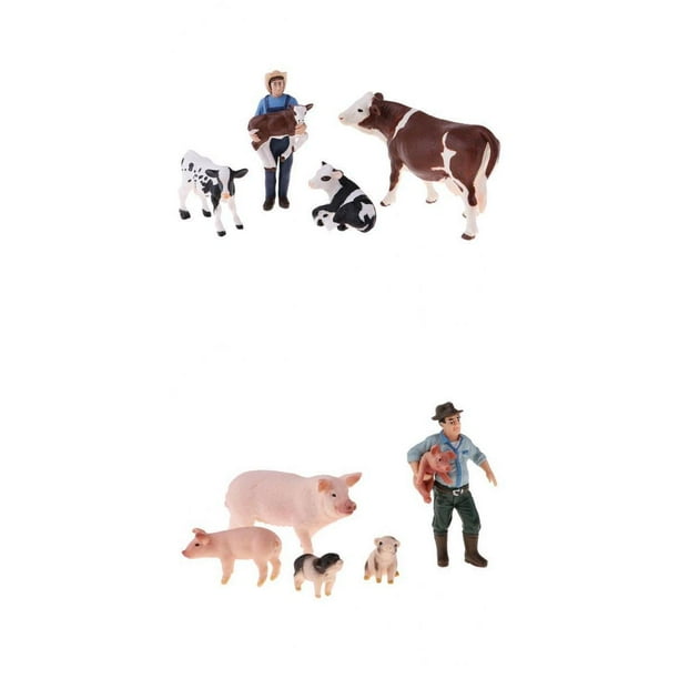 Simulación de Animales De Granja Sunnimix Juguete Figura de acción de PVC Farm Farmer