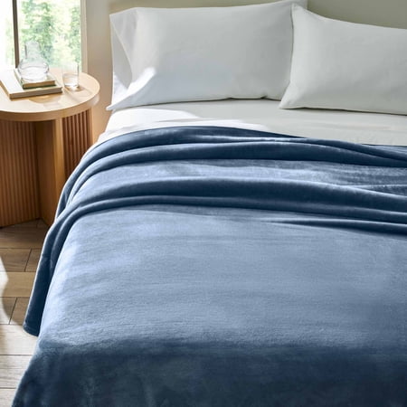 BETTER HOMES & GARDENS LUXURY VELVET PLUSH BLANKET, BLUE, FULL/QUEEN