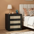 thumbnail image 6 of Biemlerfn Nightstand with Charging Station, 3 Drawers Bedside Table, Rattan End Table, Farmhouse Side Table for Bedroom, Living Room, Brown, 6 of 9