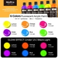 thumbnail image 2 of Set de pintura acrílica Nicpro 6 colores fluorescentes, 120 ml, luz negra, 2 of 7
