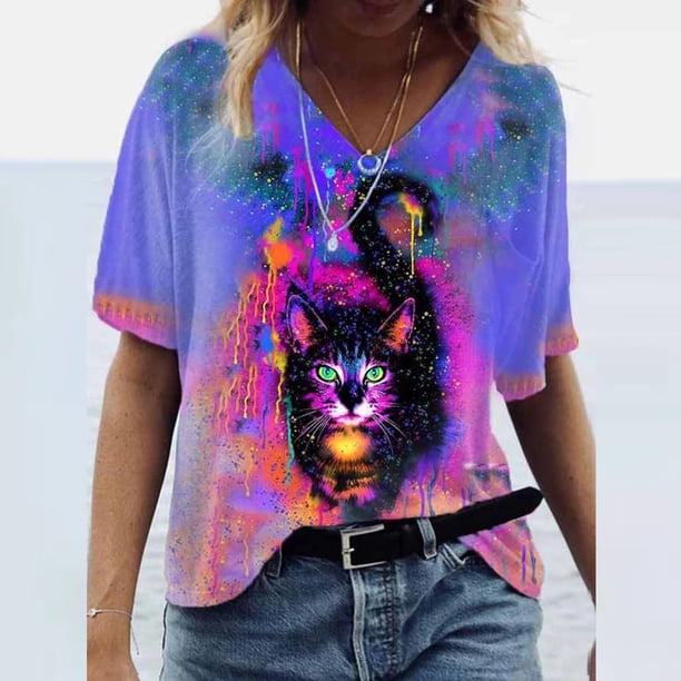 Puntoco Moda Mujer Verano Impreso Manga Corta Cuello Redondo Camiseta Casual Camisetas Puntoco Puntoco-1875