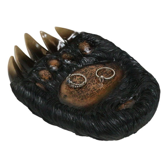Rustic Western Long Claws Bear Paw Jewelry Trinket Keys Tray Dish Plate Figurine