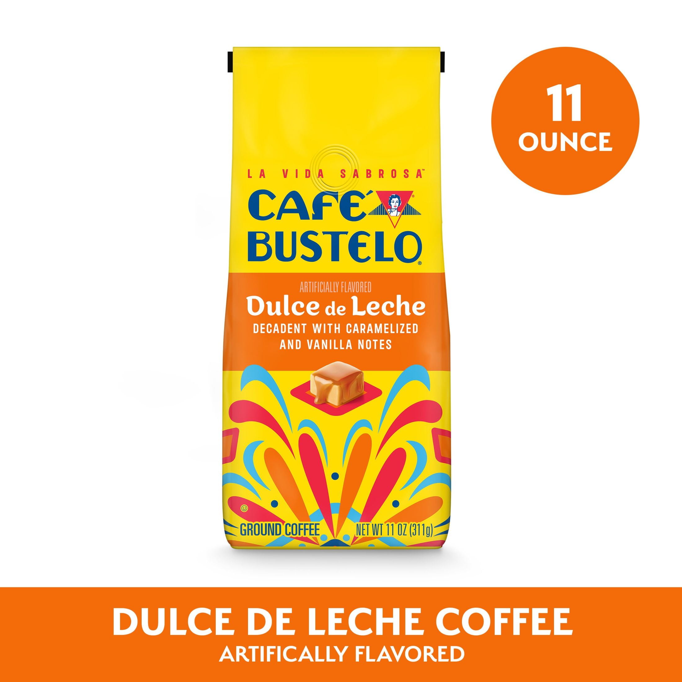 (6 pack) Cafe Bustelo Dulce de Leche Artificially Flavored Ground Coffee, 11 oz Bag