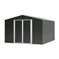 thumbnail image 3 of MAYEERTY 8x8FT Outdoor Metal Storage Shed, Galvanized Steel Tool Shed with Sloped Roof & Lockable Doors, All-Weather Organizer for Backyard, Garden & Patio, 3 of 9