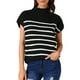thumbnail image 1 of INSPIRE CHIC Suéter sin mangas de cuello alto a rayas para mujer, chaleco casual de manga corta, top de punto, talla XL, negro, 1 of 6