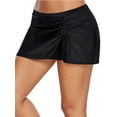thumbnail image 4 of FUTATA Women's Swim Skirt Elastic Mid Waist Swimsuit Bathing Suit Bottom Side Slit Pull Tie Build-In Brief Swimwear Bikini Bottom Skort Plus Size, 4 of 7