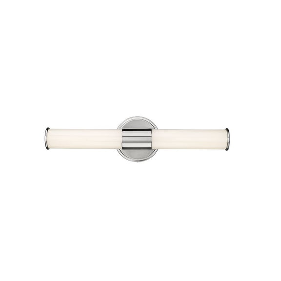 Open Box Trumann 18 in. 1-Light Brushed Nickel LED Vanity Light with White Shade