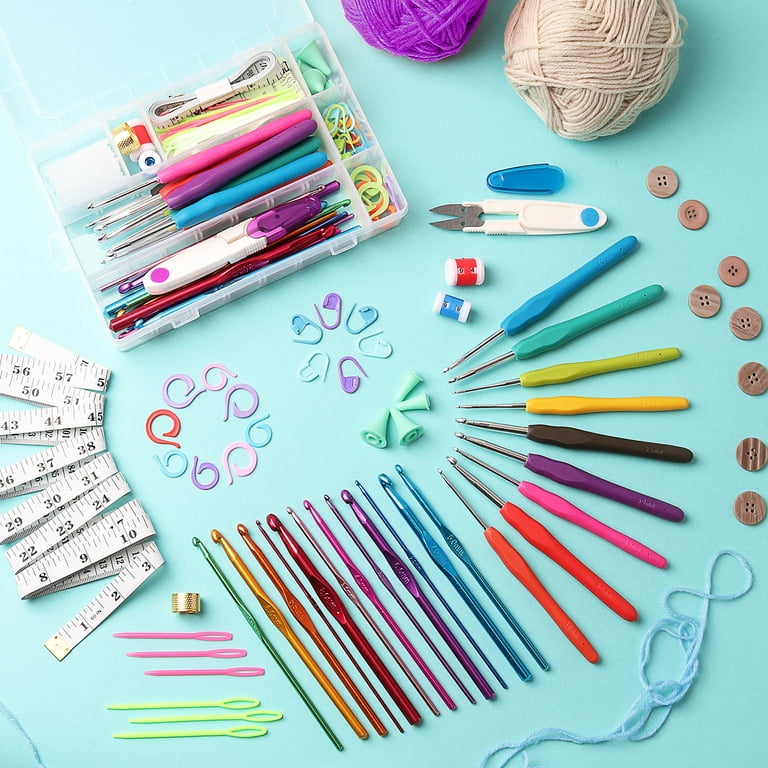 DIY Crochet Kit With Crochet Hooks Yarn Set for All Ages Includes Yarn  Balls, Needles, Accessories Kit, Tote Bag & Lots More 73 Piece 