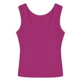 thumbnail image 4 of Ribbed Tank Tops for Women Women Ribbed Square Neck Crop Tank Top Padded Built-in Bra Workout Basic Top Tank Top, 4 of 4