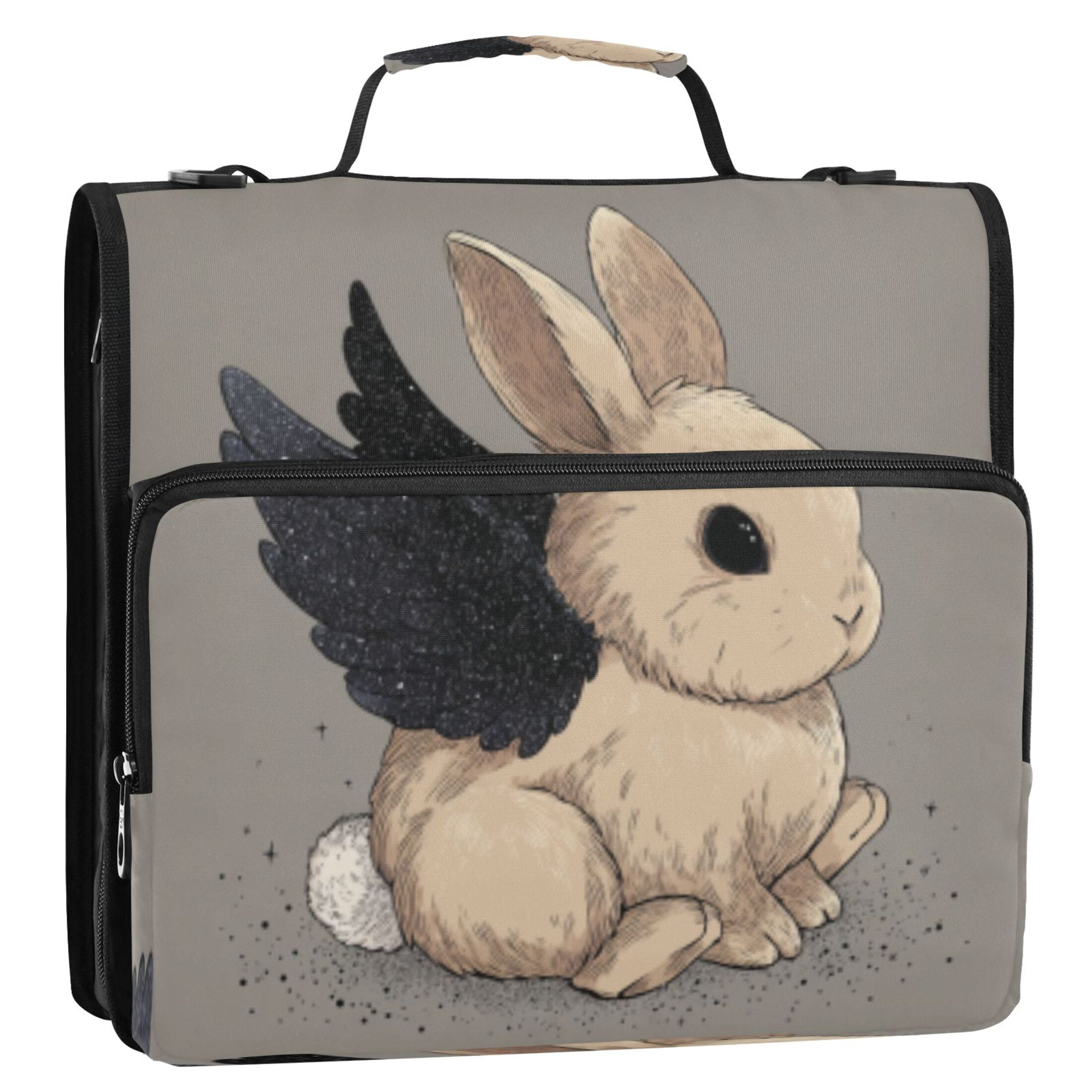 DIXRUYEE Zipper Binder trapper keeper Documents Organized Design Star - Winged Bunny Printed