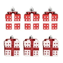 Christmas Window Decors 6pcs Christmas Ornaments Gift Package Shaped Christmas Tree Decoration Pendant Hand-painted Arts And Crafts For Christmas Tree Home Party Supplies Indoor And Outdoor