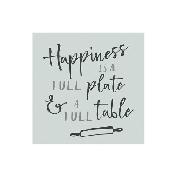 Happiness Full Table Mint Rolling Pin 12 x 12 Wood Wall Sign Plaque