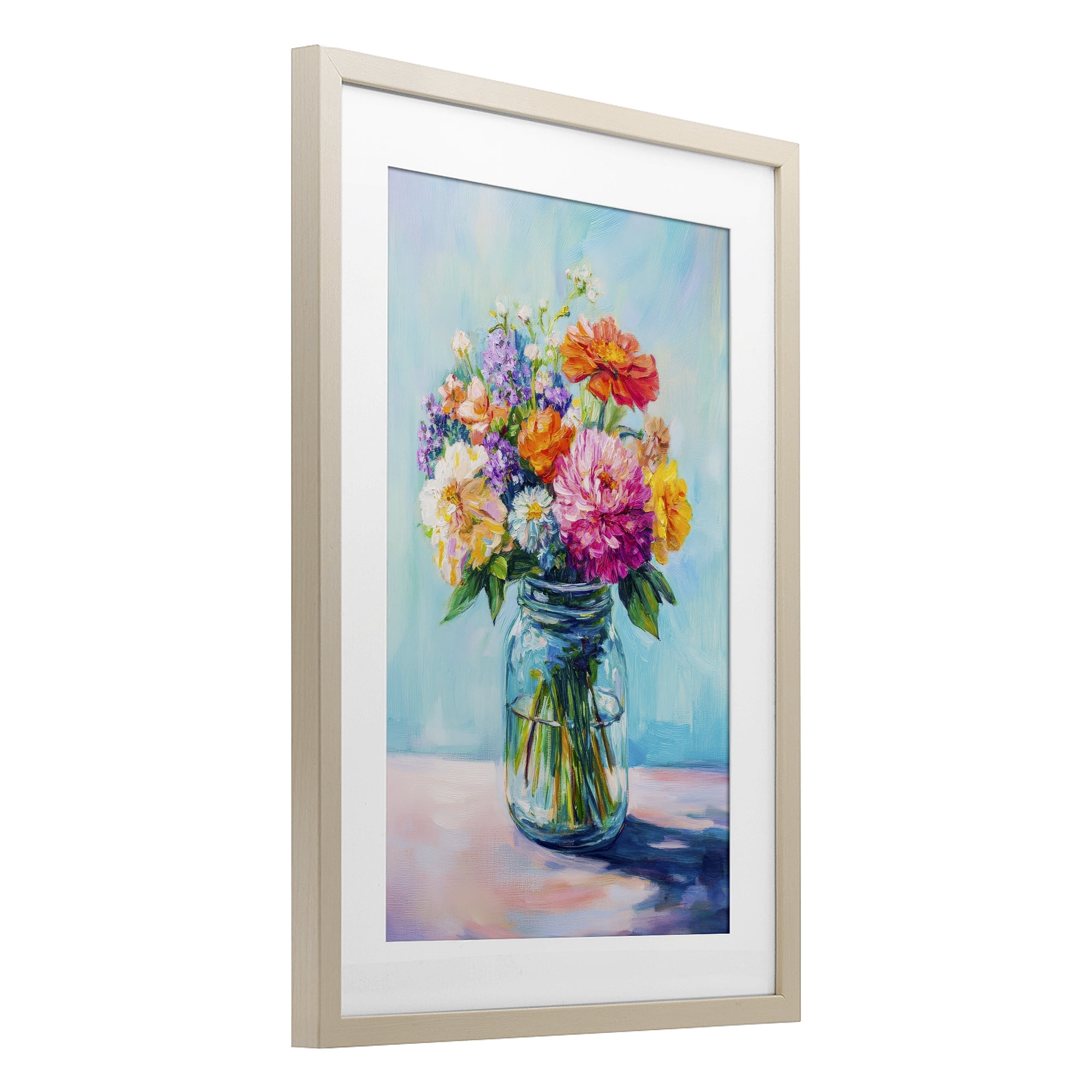 Stupell Industries Vibrant Country Jar Bouquet Birch Framed Print Under Glass, design by Petal Prints Design