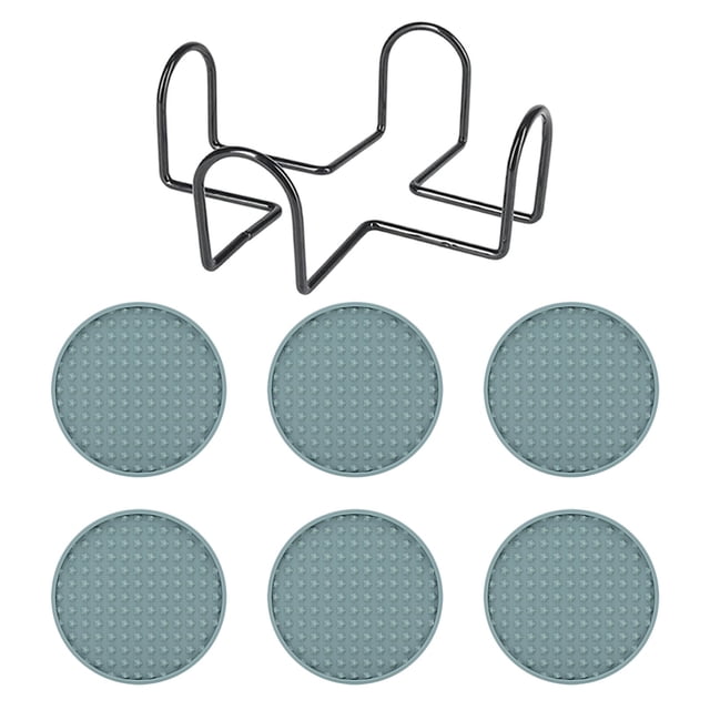 Drink Coasters Set, Silicone Heat Insulation Mats for Cups And Glasses, Non-Slip Base, Easy to Clean And Store, Ideal for Home And Restaurant Use, 6 Coasters + 1 Holder