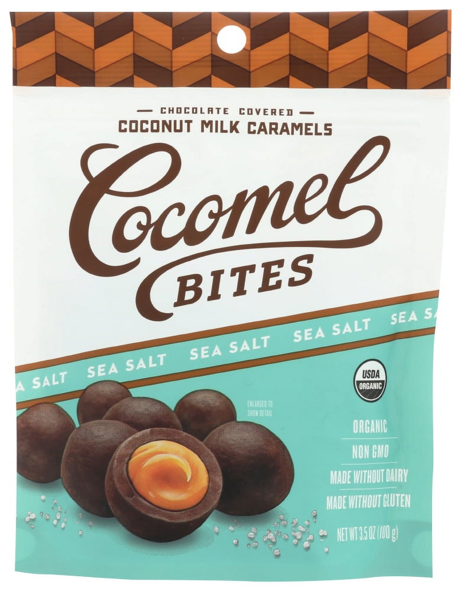 (2 pack) Cocomels Dark Chocolate Covered Sea Salt Coconut Milk Caramel Bites, Shelf-Stable, 3.5 oz