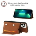 thumbnail image 5 of Dteck for Apple iPhone 14 Pro Max Wallet Case with Card Holder, PU Leather Kickstand Card Slots Case, Double Magnetic Clasp and Durable Shockproof Cover 6.7 Inch, Brown, 5 of 5