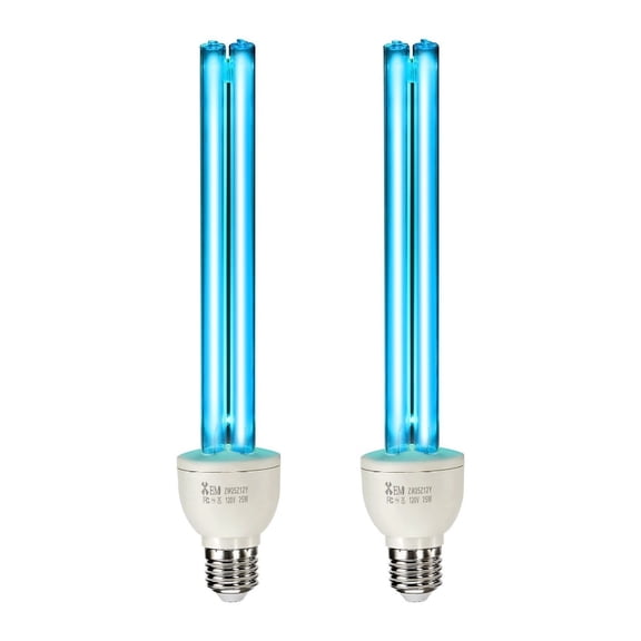 UV Light Bulb 2 Pack 25W Replacement, UVC Ozone Bulb for Air Purification - 253.7nm   185nm, E27 Base, 400 sq ft Coverage