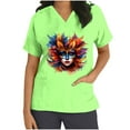 thumbnail image 3 of BiZtdJrK Womens Mardi Gras Scrubs 2025 Spring Scrub Tops Carnival Funny Graphic Shirts Casual V Neck Medical Nursing Uniforms with Pockets Green L 50 Percent off Sales Today, 3 of 6