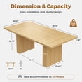 thumbnail image 3 of Hawsaiy 78" Rectangular Farmhouse Dining Table for 6–8, Large Kitchen Table with Grooved Wood Base, Thick Waterproof Top for Dining Room, Natural, 3 of 8