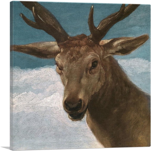 ARTCANVAS Head Of a Deer 1626 Canvas Art Print by Diego Velazquez - Size: 26" x 26" (1.50" Deep)