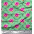 thumbnail image 1 of Soimoi Coton Tissu Cambier Quattefoil Design, Feuilles & Rose Imprimé Floral 1 Yard 56 Inch Wide, 1 of 3