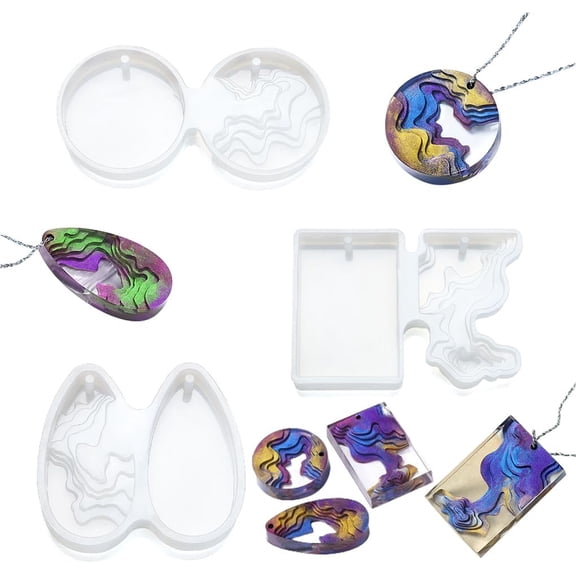 FineInno 3Pcs Island Resin Molds,Ocean Themed Silicone Mold for Epoxy Resin,Pendant Mold DIY Jewelry, Earrings, Pendant,Necklace,Crafts