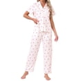 thumbnail image 2 of INSPIRE CHIC Women's Button Up Pajama Sets Short Sleeve Shirt Long Pants Lounge Set Sleepwear 2026 L Pink, 2 of 6