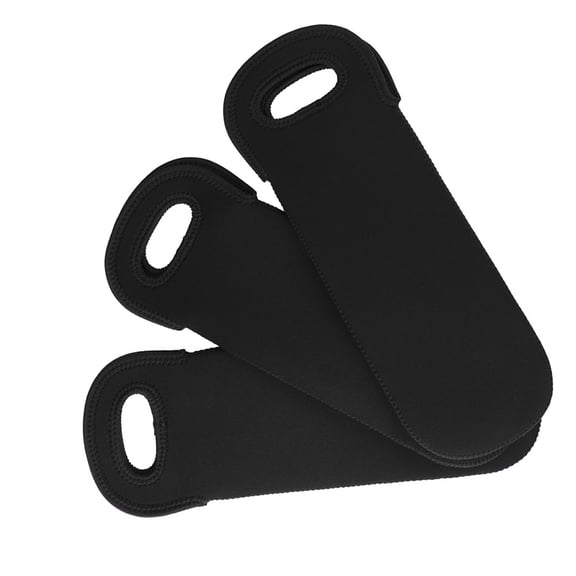 NFTIGB 3-Pack Neoprene Wine Bottle Cooler Bag Insulated Single Protective Sleeve Cover, Black (14.17 inches / 36 cm)