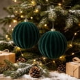 thumbnail image 4 of 6 Inch Velvet Christmas Balls, Velvet Xmas Tree Ornaments Balls Decorations Hanging Flocked Ornaments for Christmas Tree Home Garland Holiday Party Decor (Green, 1Pc), 4 of 6