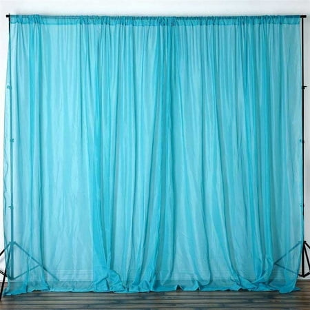 Image of Efavormart 10FT Fire Retardant Turquoise Blue Sheer Voil Curtain Panel Backdrop For Window Wall Decoration - Premium Collection