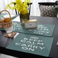 thumbnail image 4 of Crown Keep Calm and Carry on Burlap Linen Table Runner and Placemats Set of 4, Green Washable Dining Table Decor Set for Kitchen, Party, Banquet, 13"x90", 4 of 7