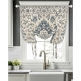thumbnail image 5 of Blue Boho Tie Up Curtains for Window, Thermal Insulated Balloon Shade Adjustable Rod Pocket Curtains Valance Panels for Kitchen Bathroom Cafe 52 x 63 Vintage Southwestern Ethnic Geometric, 5 of 6