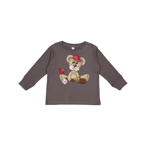 Inktastic Baseball Teddy Bear Boys Long Sleeve Toddler T-Shirt