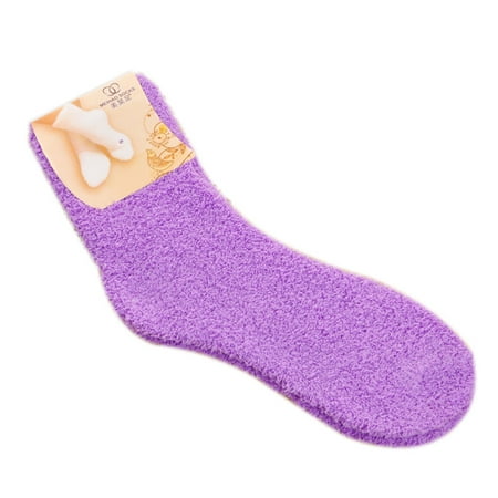 

2pcs Elastic Home Women Girls Soft Bed Casual Fleece Colors Various Pure Winter Sock Coral Warm Socks Floor Breathable Fluffy purple