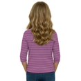 thumbnail image 7 of Girls Casual 3/4 Sleeve T Shirts Kids Crewneck Tops Fashion Striped Tees Purple,12-13 Years, 7 of 7