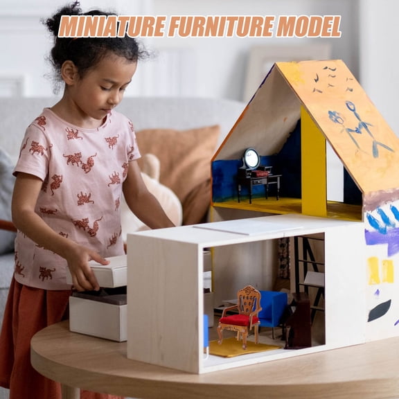 Hemoton Design Wooden Dollhouse Armchair for Decor 1/12 Scale Versatile Use Collectible Miniature Furniture