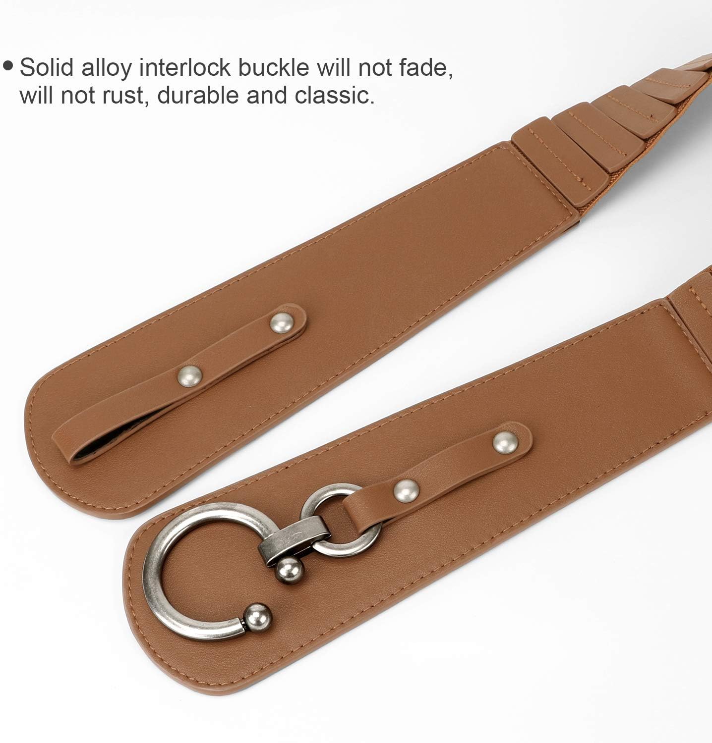 2859 Wide Stretch Waist Belt For Women Elastic Interlock Buckle Women main image 2