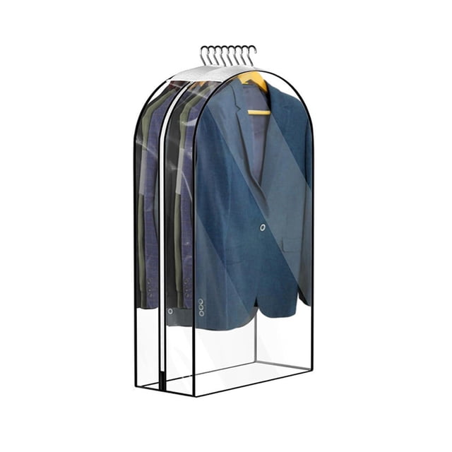 Foldable Garment Suit Bag With Two Transparent Windows Breathable Dustproof Closet Storage Bag For Suits Skirts Jackets Hanging Clothes Home Wardrobe Organization Travel Decor Garment Bags