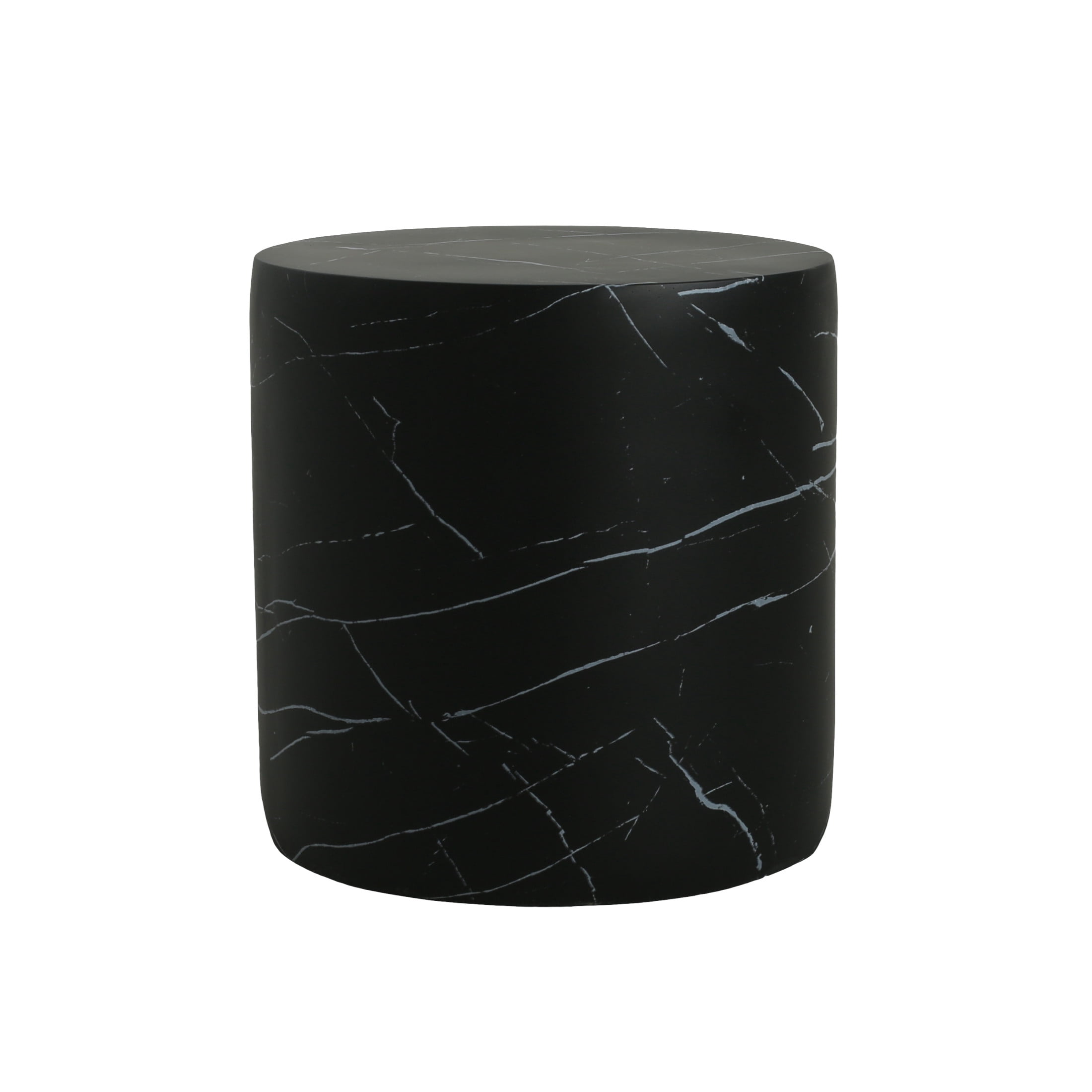Zayden Outdoor Patio Round Accent Table, Concrete, Black Marble