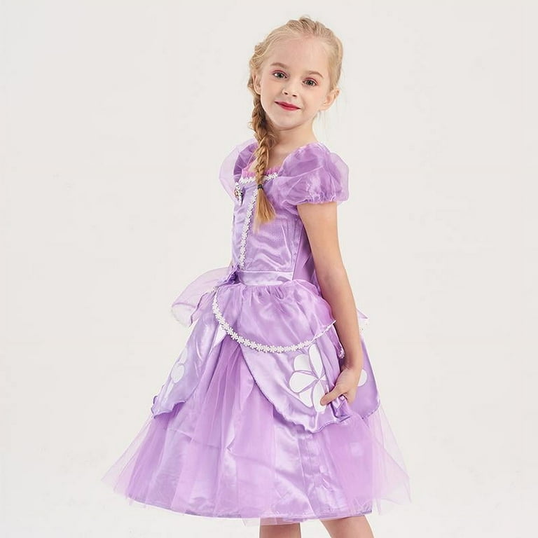 Girls Princess Dress Sofia Costume Birthday Party Dress Up Outfit