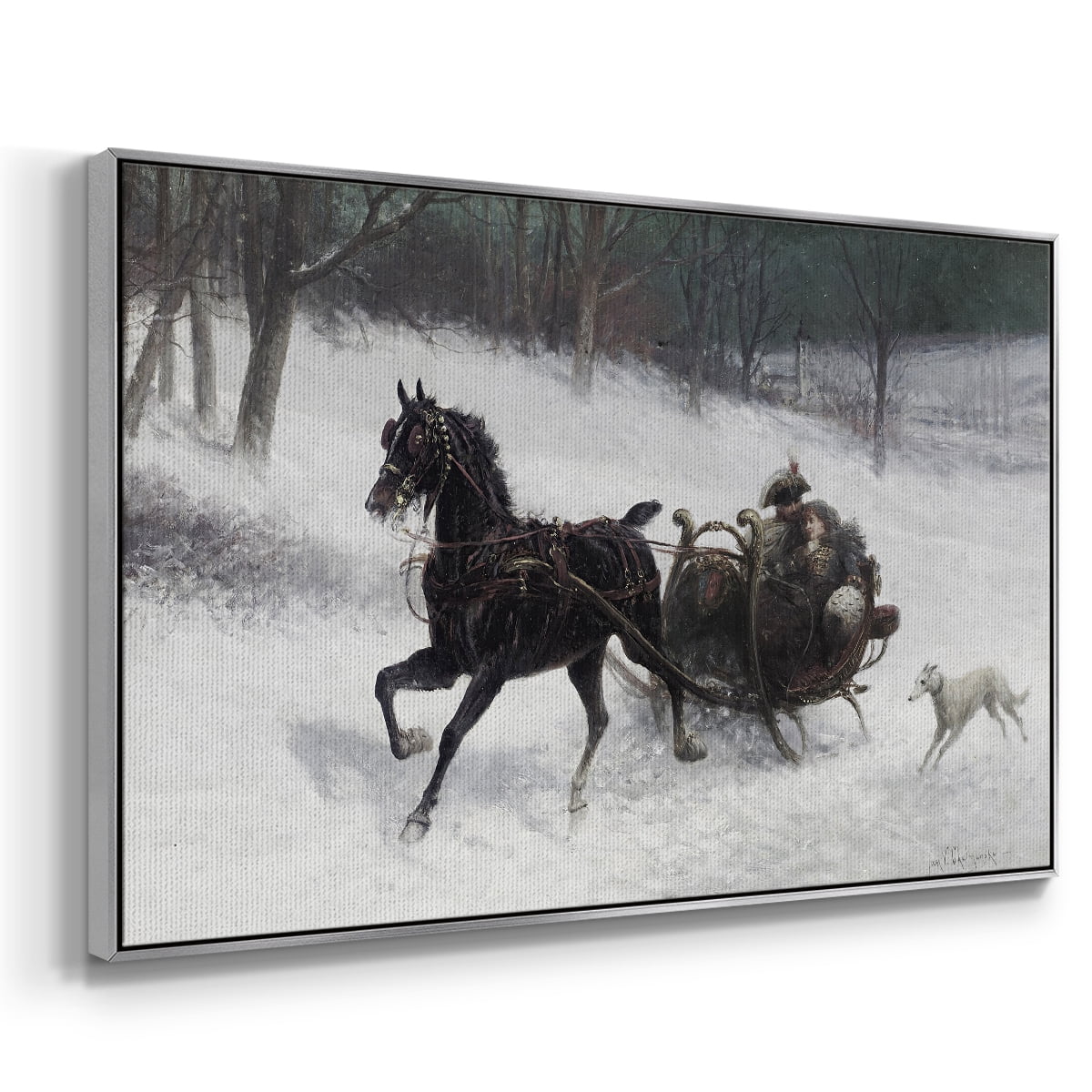 Vintage Animal Print-XXIV By Wexford Home Framed in Silver Wood Gallery Wrapped Canvas 25 in. x 37 in.