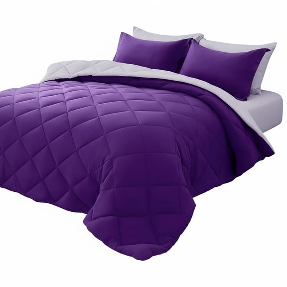 7 Pieces Queen Comforter Set Reversible Bed In A Bag Ultra Soft Breathable Box Stitching Fitted Sheet Pillowcases Shams Easy Care Bedding