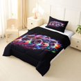 thumbnail image 2 of Manfei Monster Truck Twin Comforter Sets,Neon Lights Print Bedding Set,Black,Black Reversible,2-Piece,1 Comforter and 1 Pillowcase, 2 of 7