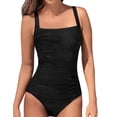 thumbnail image 2 of Firpearl Women's Black One Piece Bathing Suit Ruched Tummy Control Swimsuit, 2 of 5