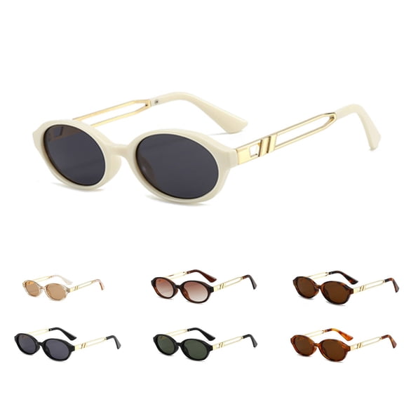 Retro Oval Sunglasses for Women Men Trendy Narrow Round Sun Glasses 90s Style Designer Vintage Shades