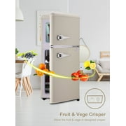 GGTB 3.0 Cu.ft Retro Cream Mini Fridge with Freezer, Double Door Compact Refrigerator for Dorm Apartment Office