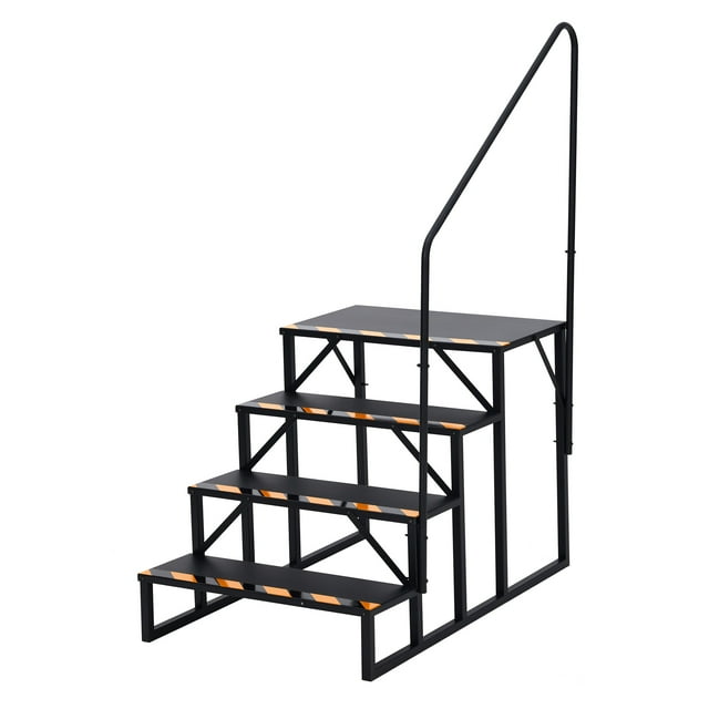 Garvee RV Steps with Handrail, Outdoor RV Stairs Step Portable Mobile Motor Home Stairs for Travel Trailer Pool Hot Tub Trampoline