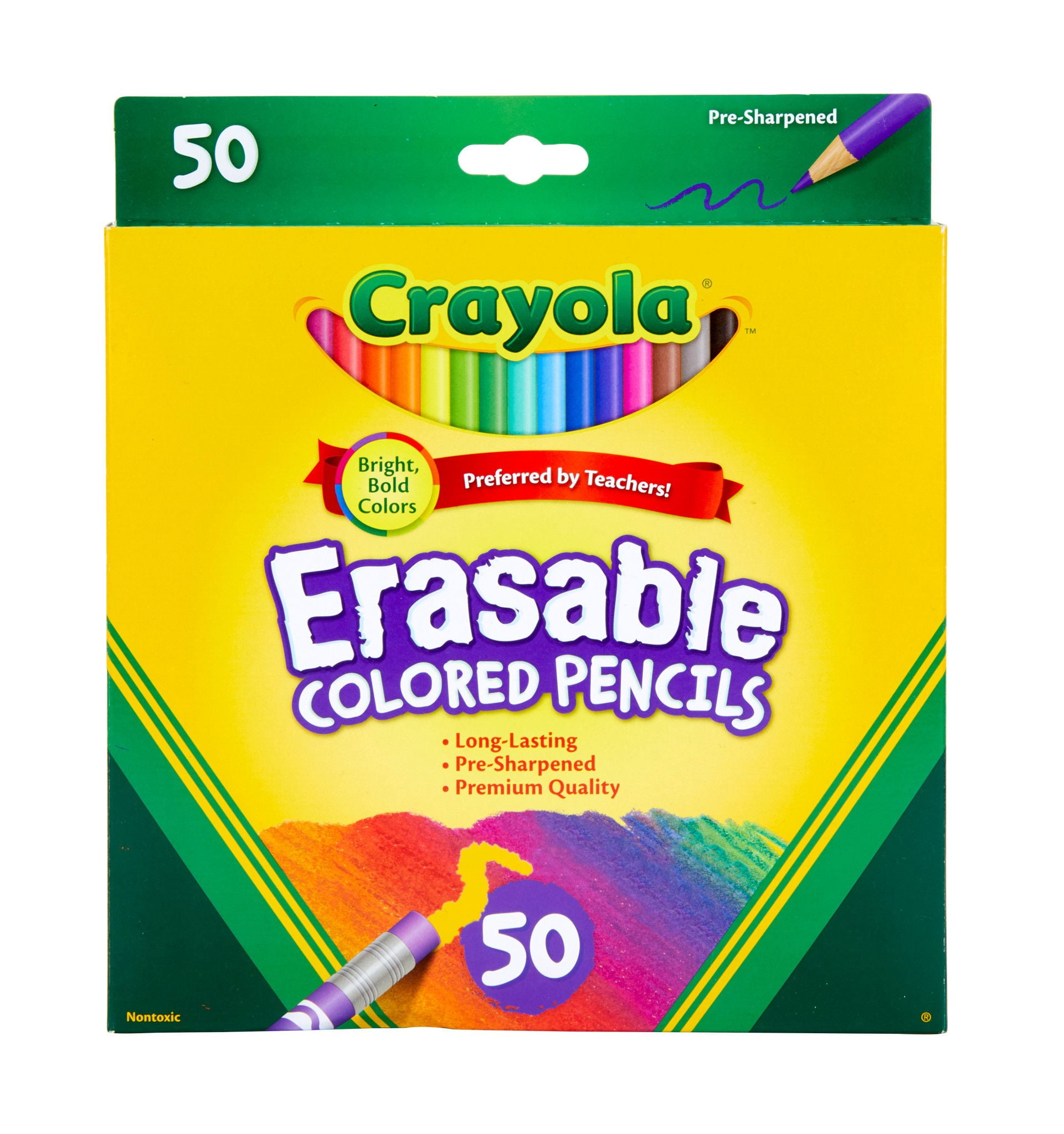 Crayola 50 Erasable Colored Pencils, Assorted Colors, School Supplies