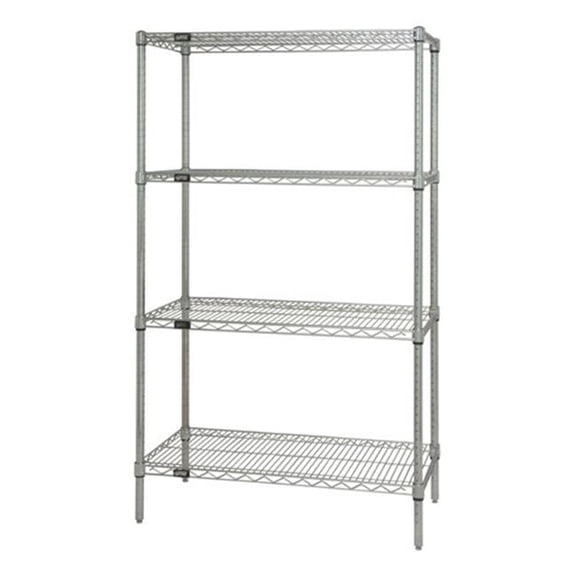 Quantum Storage WR74-1442C 4- Shelf Chrome Wire Shelving Starter Kit - 14 x 42 x 74 in.