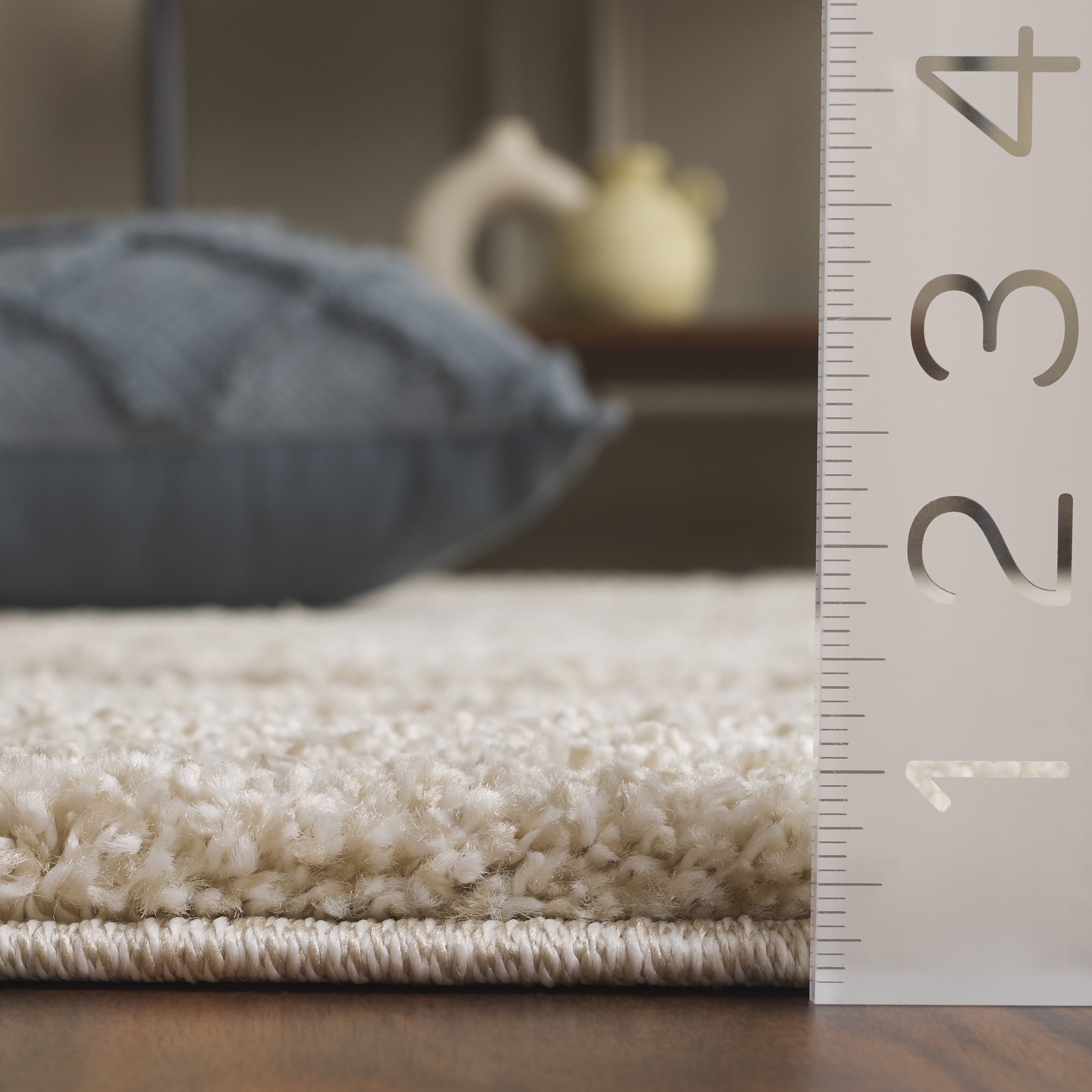 SAFAVIEH Florida Doug Floral Vines Geometric Shag Area Rug, Cream/Beige, 8' x 8' Square - Transitional Modern Design, Cream & Beige, Non-Shedding & Easy Cleaning, Ultra Plush Thick Pile, Ideal for Li